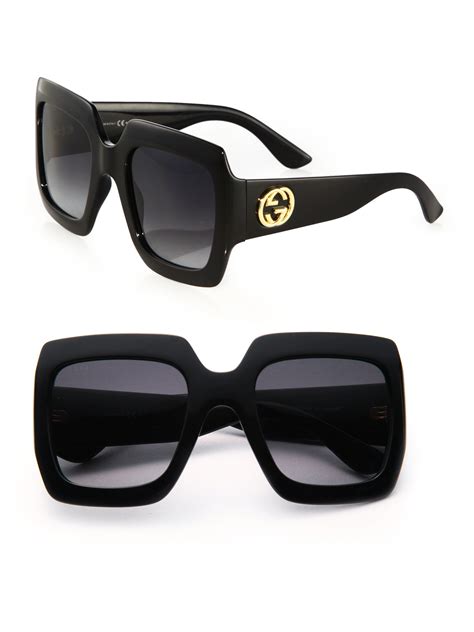 gucci sunglasses square black|gucci 54mm oversized square sunglasses.